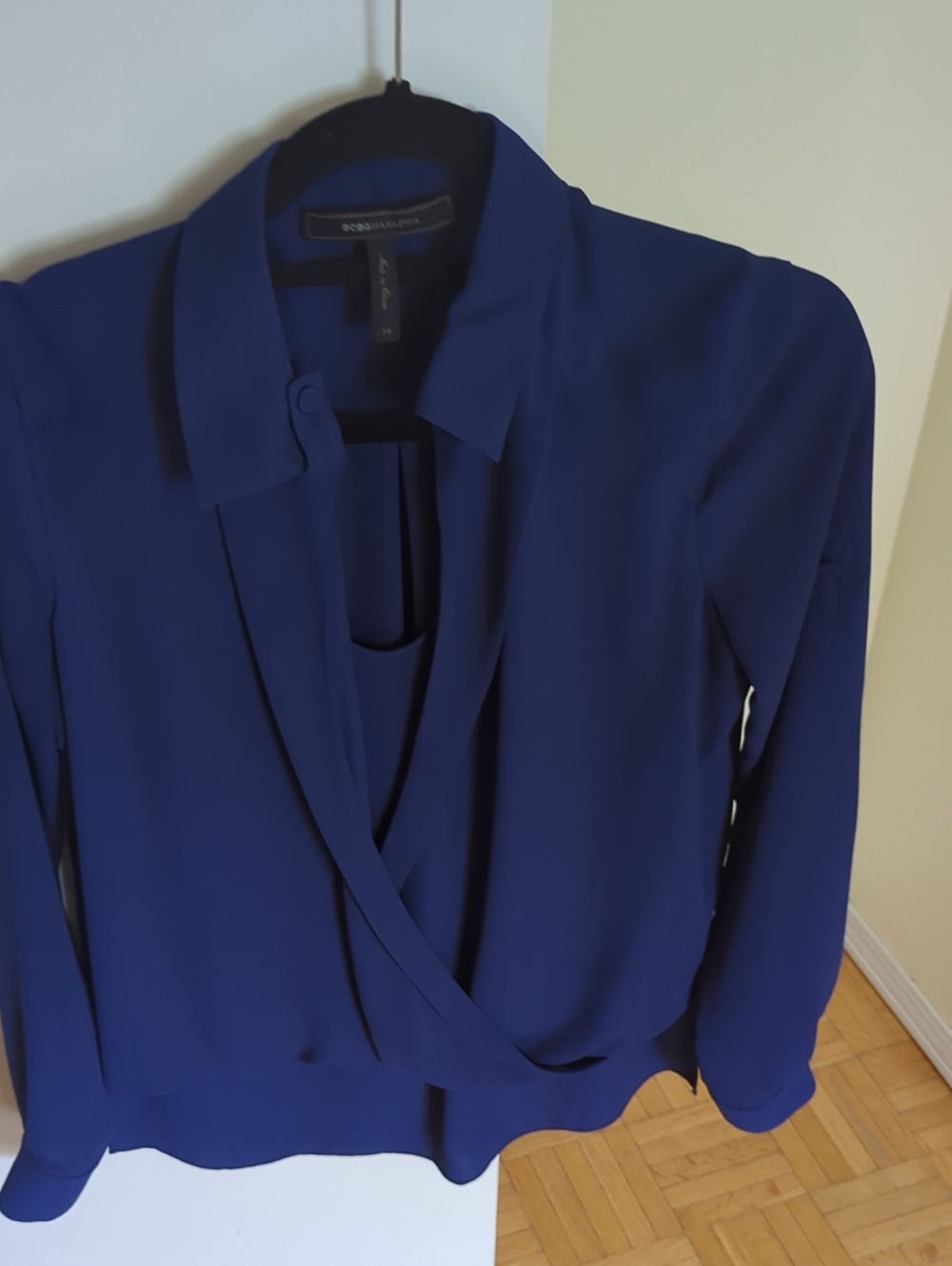 BCBGMaxAzria Cobalt-Style Deep Blue Wrap Blouse